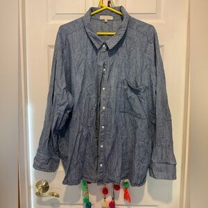 Side Stitch LA Indigo Chambray Shirt; like new;worn/washed once, sz 3X